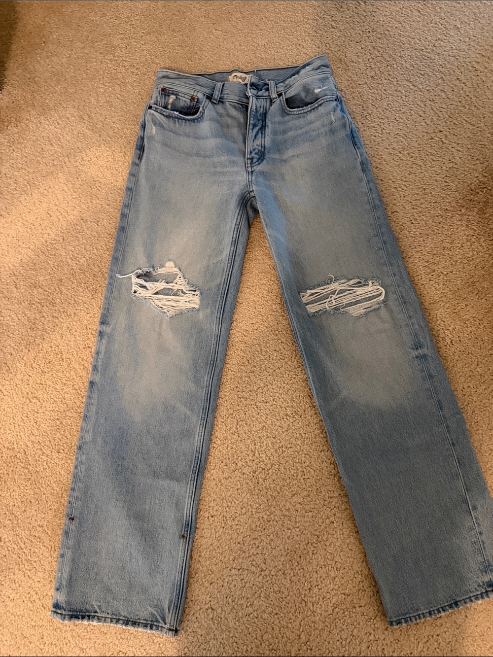 Madewell Light Blue Distressed low slung baggy jeans